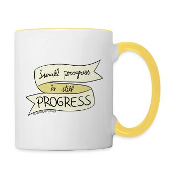 Small progress is PROGRESS - Contrasting Mug - white/yellow - Right