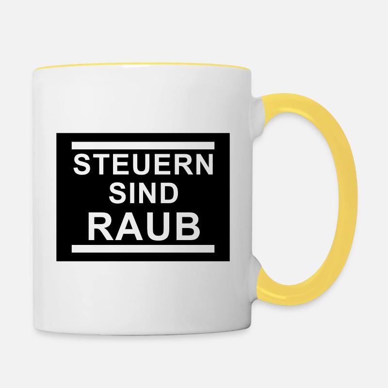 Steuern - Tasse zweifarbig - Weiß/Gelb
