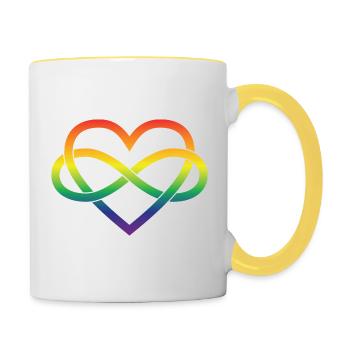Polyamory Infinity Heart - Rainbow - Contrasting Mug - white/yellow - Right