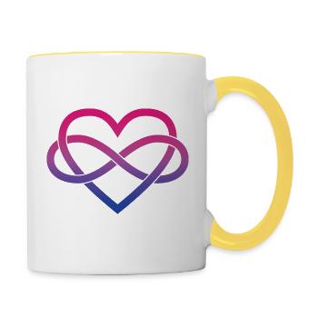 Polyamory Infinity Heart - Bi - Contrasting Mug - white/yellow - Right