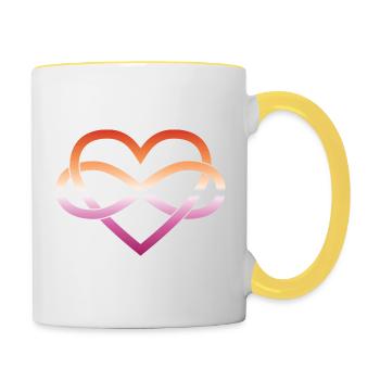 Polyamory Infinity Heart - Lesbian - Contrasting Mug - white/yellow - Right