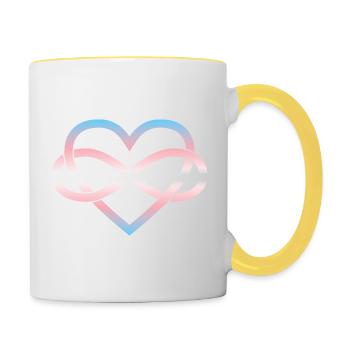 Polyamory Infinity Heart - Trans - Contrasting Mug - white/yellow - Right