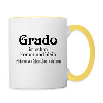 Grado ist schön - komm und bleib - Tasse zweifarbig - Weiß/Gelb - Rechts