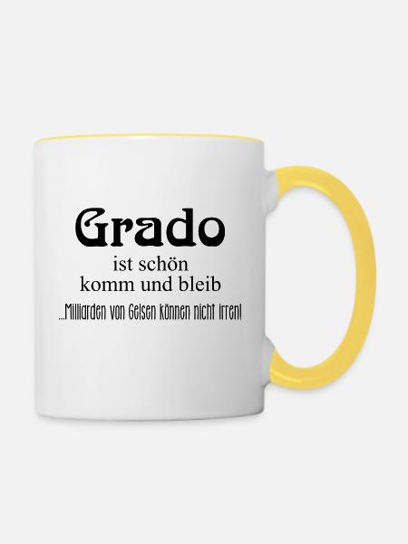Grado ist schön - komm und bleib - Tasse zweifarbig - Weiß/Gelb