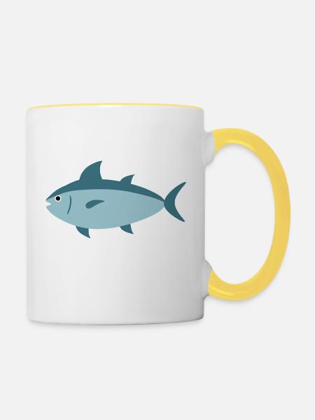 Thunfisch - Tasse zweifarbig - Weiß/Gelb