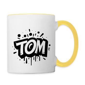 Tom Last name First name Graffiti - Contrasting Mug - white/yellow - Right
