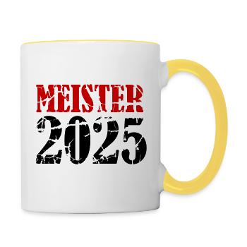 Meister 2025 - Tasse zweifarbig - Weiß/Gelb - Rechts