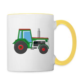 Tracteur vert - Mug contrasté - blanc/jaune - Droite