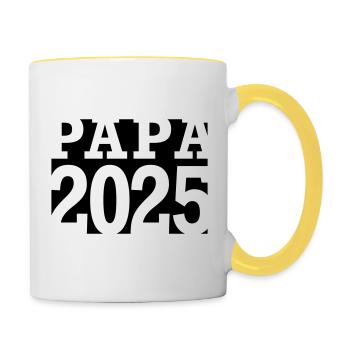 Papa 2025 - Tasse zweifarbig - Weiß/Gelb - Rechts