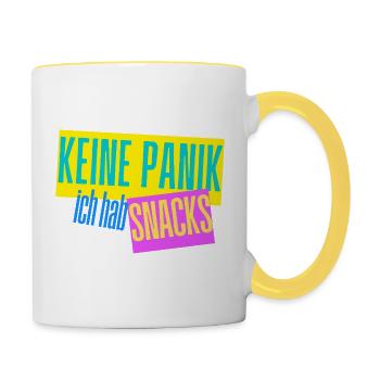 Keine Panik - ich hab Snacks - Tasse zweifarbig - Weiß/Gelb - Rechts