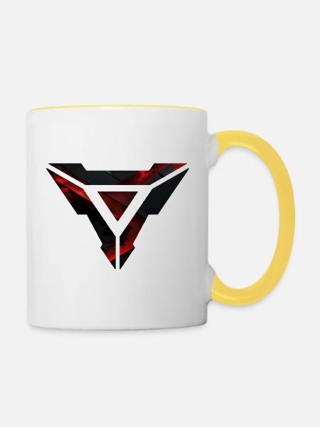 Futuristisches geometrisches Burst-Design - Tasse zweifarbig - Weiß/Gelb