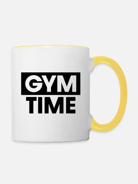 Zeit im Fitnessstudio - Tasse zweifarbig - Weiß/Gelb