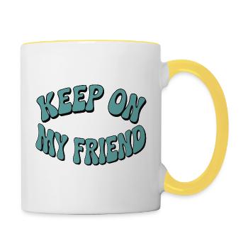 Continuez mon ami - Conception de motivation - Mug contrasté - blanc/jaune - Droite