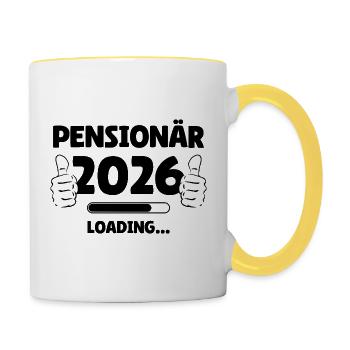 Pensioner 2026 Pouce vers le haut Design - Mug contrasté - blanc/jaune - Droite