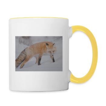 Geometrischer Fuchs - Tasse zweifarbig - Weiß/Gelb - Rechts