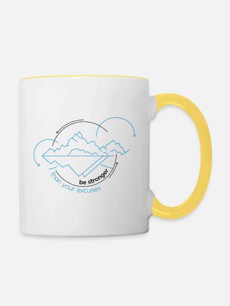 Be stronger than your excuses - Tasse zweifarbig - Weiß/Gelb