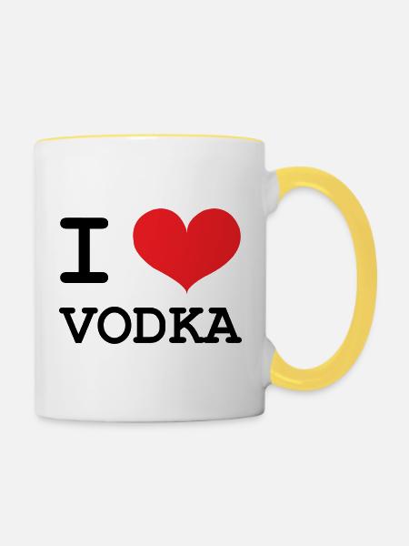 Ich liebe Wodka – Alkohol - Tasse zweifarbig - Weiß/Gelb