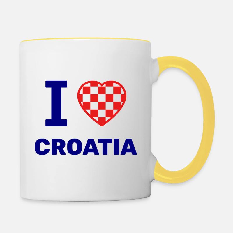 J’adore la Croatie - Mug contrasté - blanc/jaune