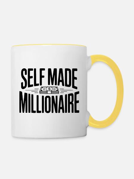Selbstgemachter Millionär - Tasse zweifarbig - Weiß/Gelb