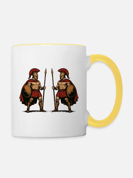 Spartaner Sparta Krieger - Tasse zweifarbig - Weiß/Gelb