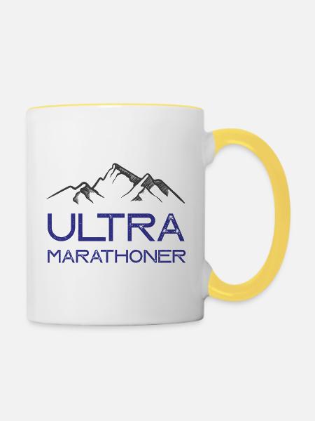 Ultra-Marathonläufer - Tasse zweifarbig - Weiß/Gelb
