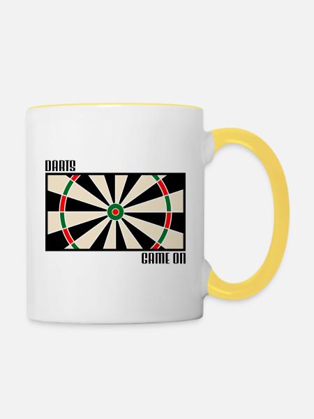 Dart,Darts,Dartboard - Tasse zweifarbig - Weiß/Gelb