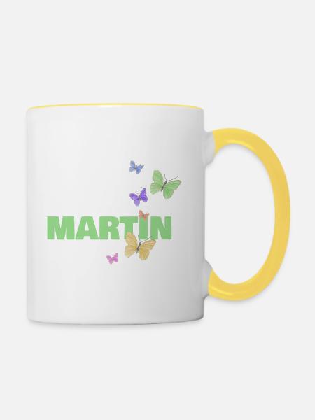 Martin als Martin - Tasse zweifarbig - Weiß/Gelb