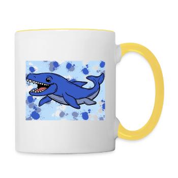 Mosasaurus Dino - Tasse zweifarbig - Weiß/Gelb - Rechts