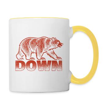 Down Bear Lover Niedliches, lustiges Tier-Statement - Tasse zweifarbig - Weiß/Gelb - Rechts
