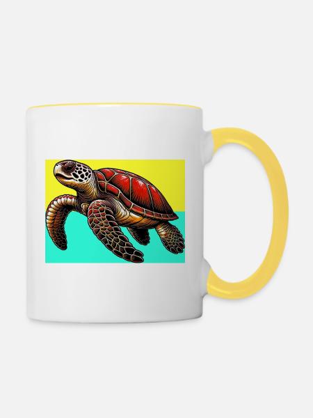 Schildkröte - Tasse zweifarbig - Weiß/Gelb