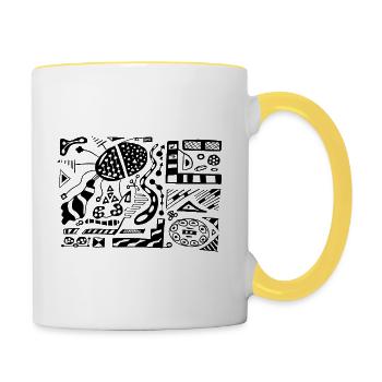 Abstract Doodle - Tasse zweifarbig - Weiß/Gelb - Rechts