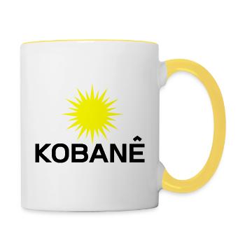 Kobane_Kurdistan_Sonne - Contrasting Mug - white/yellow - Right