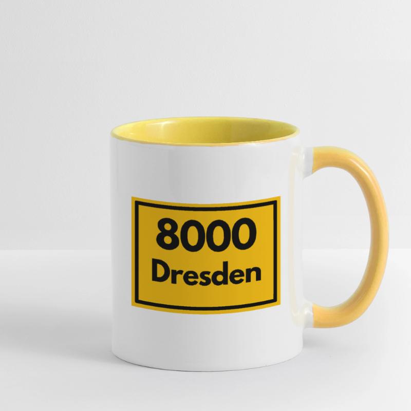 OLD POSTCODE POSTCODE RETRO 8000 DRESDEN ELBE Contrasting Mug
