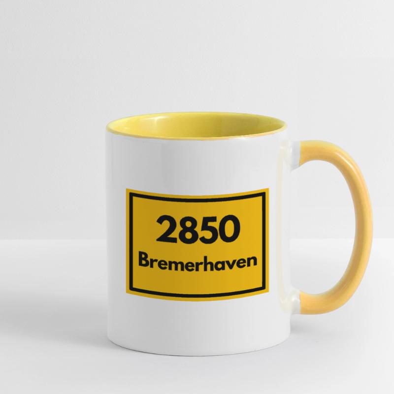 OLD POSTCODE POSTCODE RETRO 2850 BREMERHAVEN HAFEN Contrasting Mug