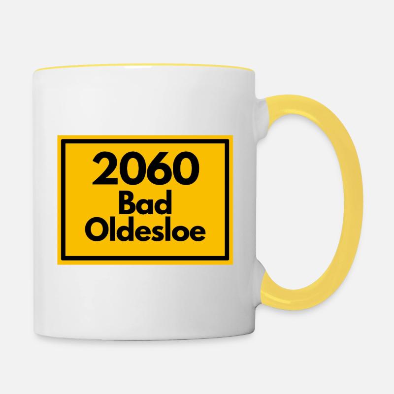 ANCIEN CODE POSTAL RÉTRO 2060 BAD OLDESLOE Moin - Mug contrasté - blanc/jaune