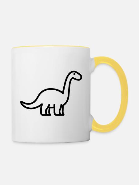 Brontosaurus - Tasse zweifarbig - Weiß/Gelb