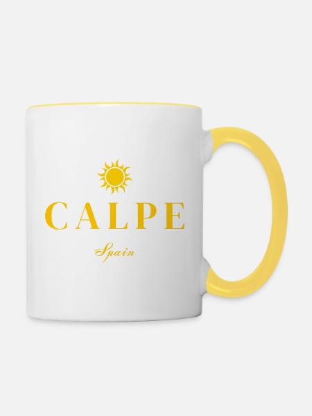 Calpe Spanien Sonnenemblem - Tasse zweifarbig - Weiß/Gelb