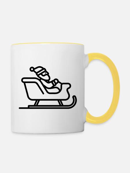 Santa's Schlitten - Tasse zweifarbig - Weiß/Gelb