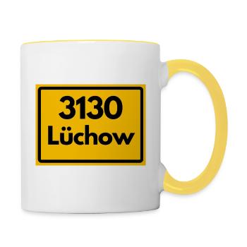 OLD POSTCODE ZIP CODE RETRO 3130 LÜCHOW WENDLAND! - Contrasting Mug - white/yellow - Right