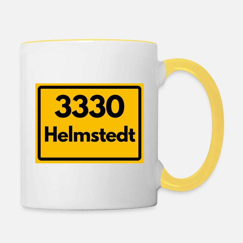 ANCIEN CODE POSTAL RÉTRO 3330 HELMSTEDT JULEUM ! - Mug contrasté - blanc/jaune