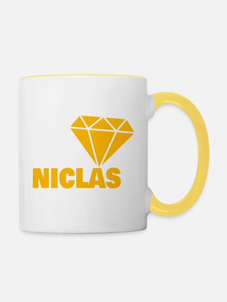 Diamant Niclas - Tasse zweifarbig - Weiß/Gelb