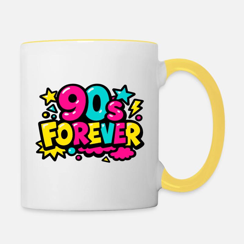 Pop Éternelle des années 90 - Mug contrasté - blanc/jaune
