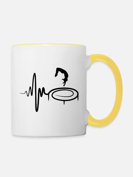 Trampolinspringen Kind - Tasse zweifarbig - Weiß/Gelb