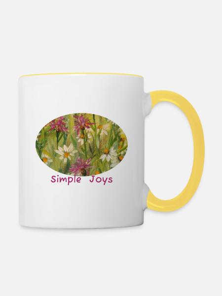 Simple Joys – Wildblumen-Gänseblümchen-Ellipse - Tasse zweifarbig - Weiß/Gelb
