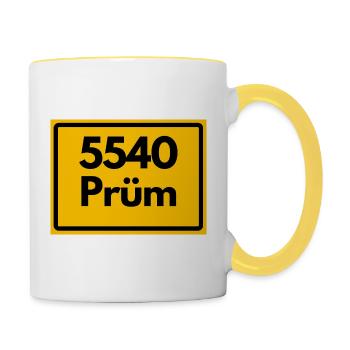 ALTE POSTLEITZAHL PLZ RETRO 5540 PRÜM - Tasse zweifarbig - Weiß/Gelb - Rechts