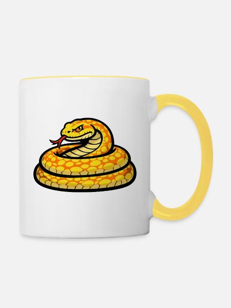 Sonnige Schlange Neon Muster - Tasse zweifarbig - Weiß/Gelb