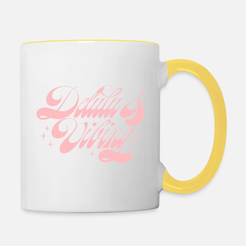 Delulu & Vibing - Contrasting Mug - white/yellow