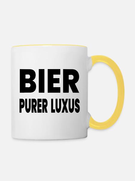 Bier - Tasse zweifarbig - Weiß/Gelb
