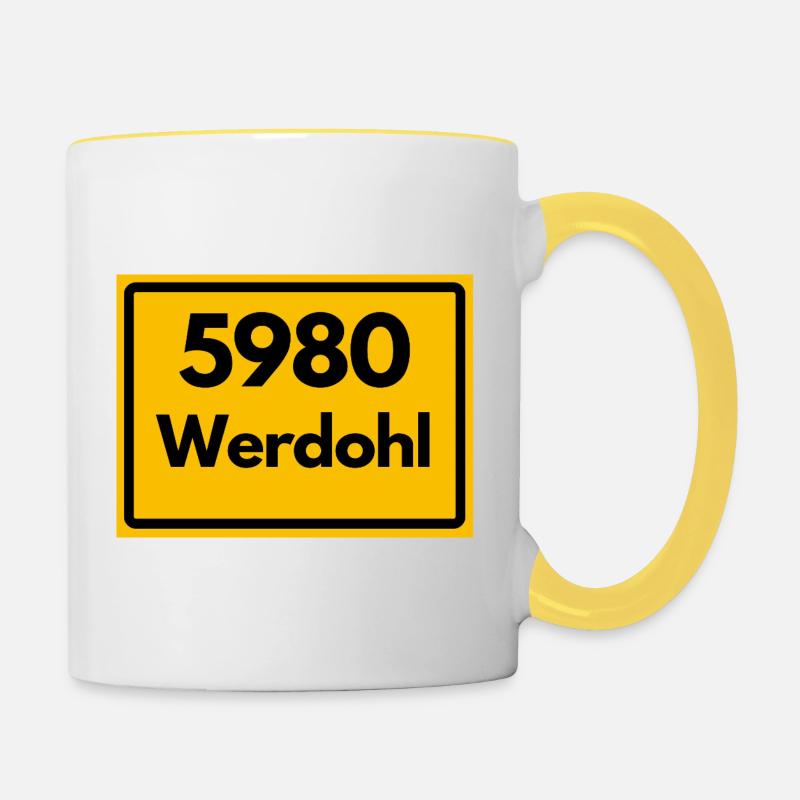 ANCIEN CODE POSTAL RÉTRO 5980 WERDOHL HEIMAT - Mug contrasté - blanc/jaune