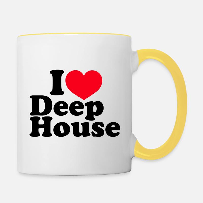 J’adore le deep house - Mug contrasté - blanc/jaune